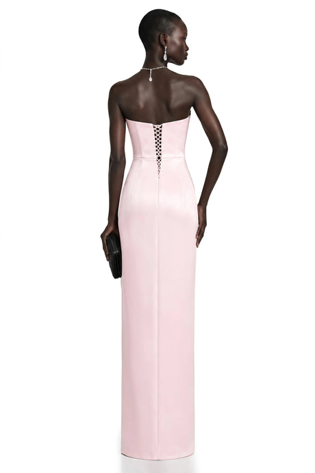 Lana Maxi Dress Pink Off Shoulder Satin