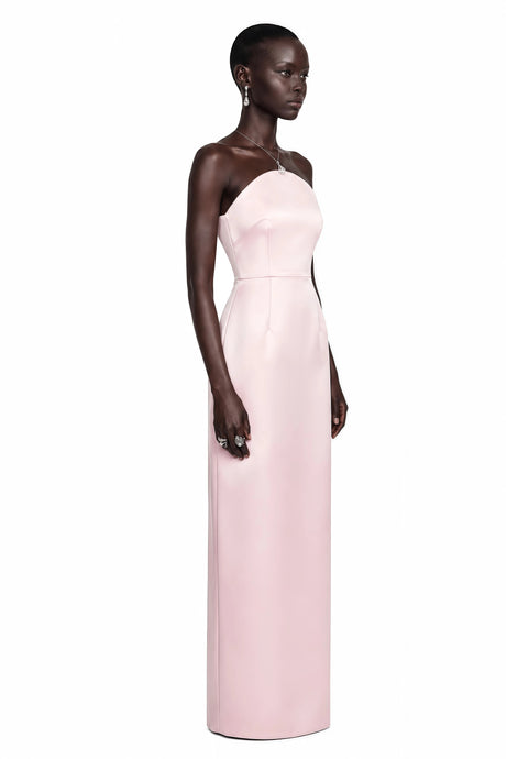 Lana Maxi Dress Pink Off Shoulder Satin