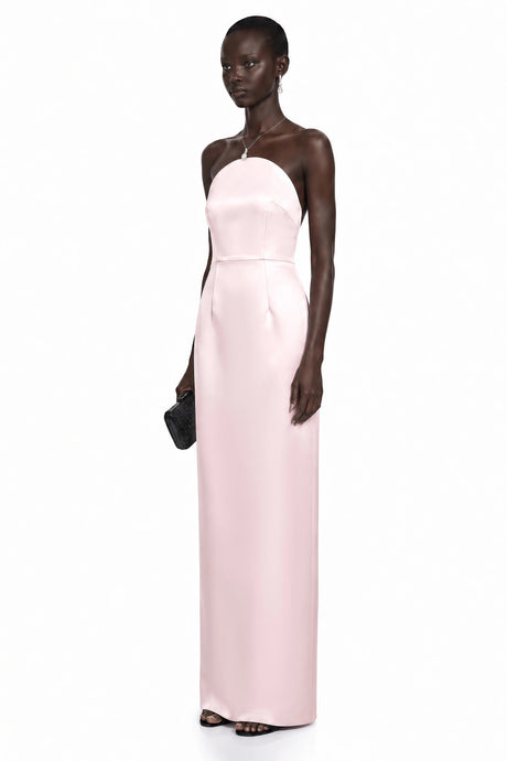 Lana Maxi Dress Pink Off Shoulder Satin