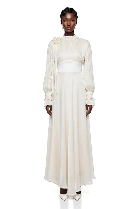 Daniela Maxi Dress Cream Ruched Satin