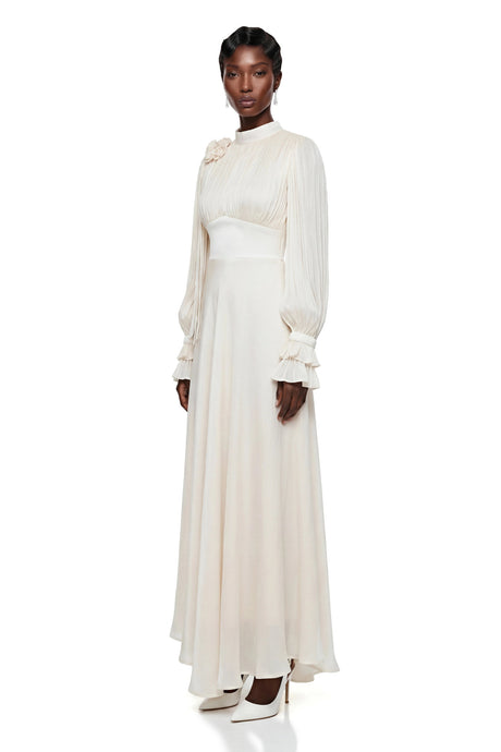 Daniela Maxi Dress Cream Ruched Satin