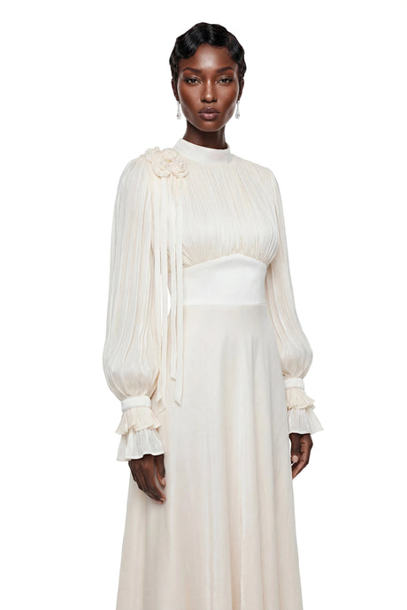 Daniela Maxi Dress Cream Ruched Satin