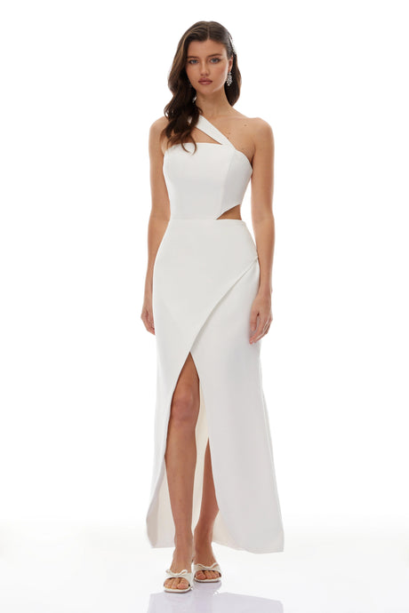 Charlee Maxi Dress White One Shoulder Cut Out