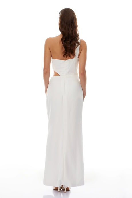 Charlee Maxi Dress White One Shoulder Cut Out