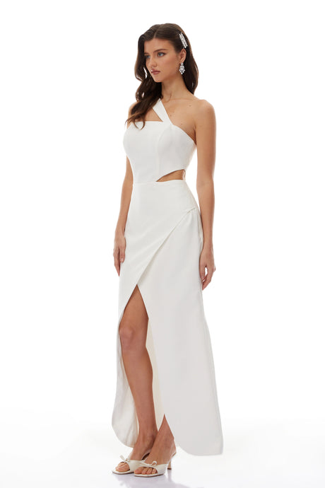 Charlee Maxi Dress White One Shoulder Cut Out