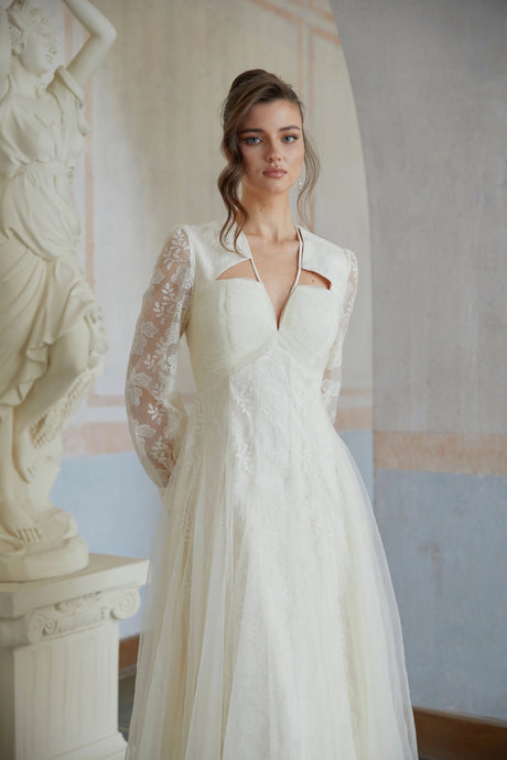 Alfreda Midi Dress White Floral Lace Tulle