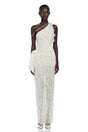 Ekaterina White One Shoulder Floral Lace Maxi Dress