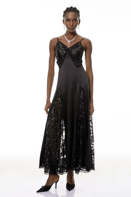 Emma Maxi Dress Black Cut-Out Sequin