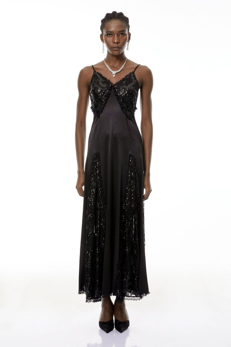 Emma Maxi Dress Black Cut-Out Sequin