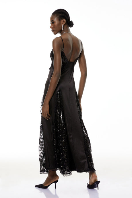 Emma Maxi Dress Black Cut-Out Sequin