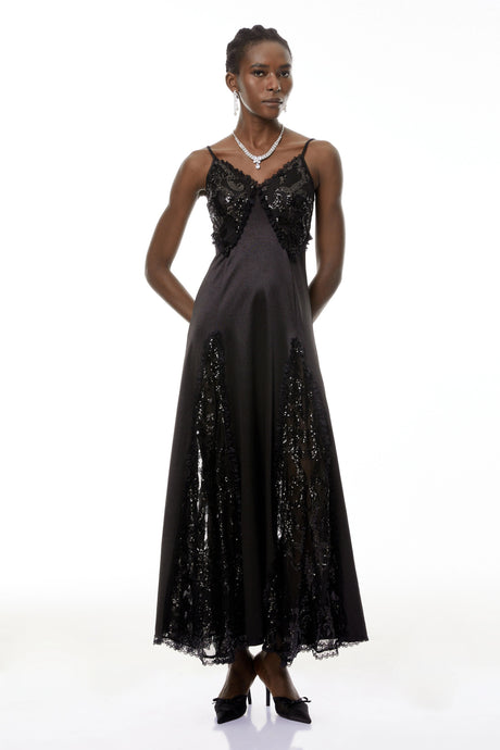 Emma Maxi Dress Black Cut-Out Sequin