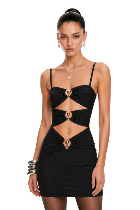 Melissa Mini Dress Black Cut-out Embellished