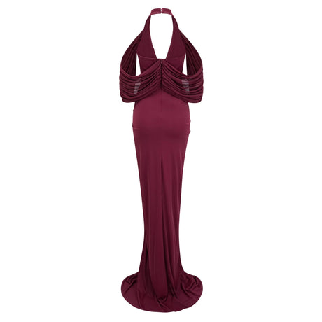 Ida Maxi Dress Red Cold Shoulder Draped