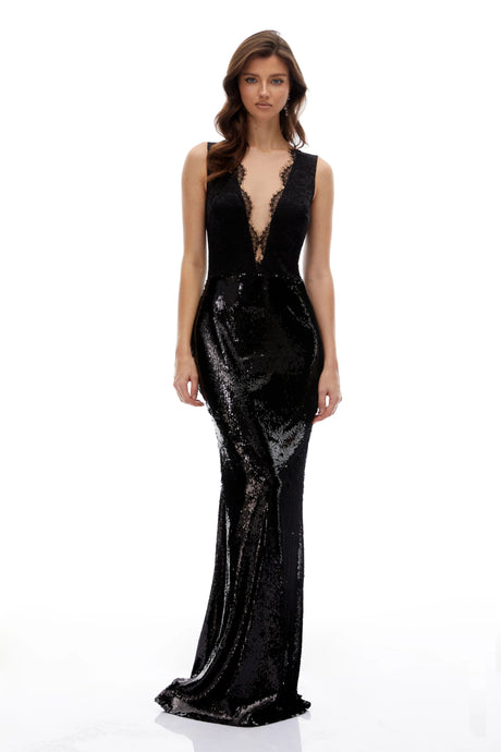 Helena Maxi Dress Black Sequin Embellished Mermaid