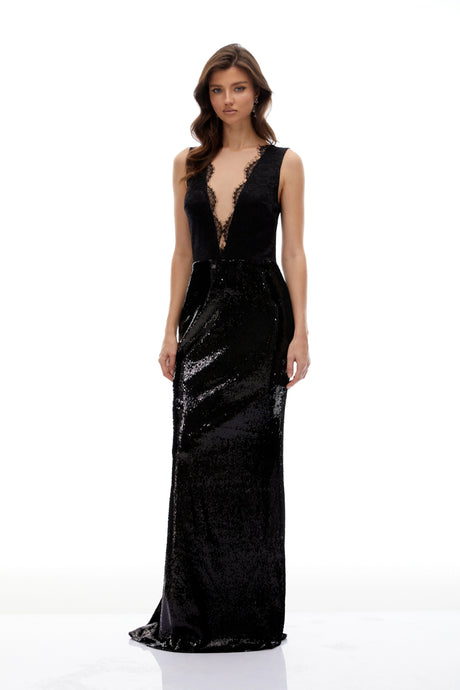 Helena Maxi Dress Black Sequin Embellished Mermaid
