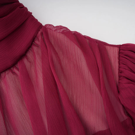Perlina Mini Dress Burgundy Asymmetrical Ruffled Tulle