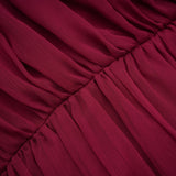 Éléna Burgundy Asymmetrical Ruffled Tulle Mini Dress