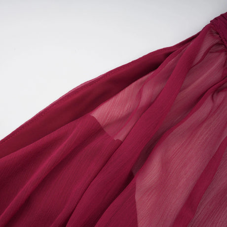 Perlina Mini Dress Burgundy Asymmetrical Ruffled Tulle
