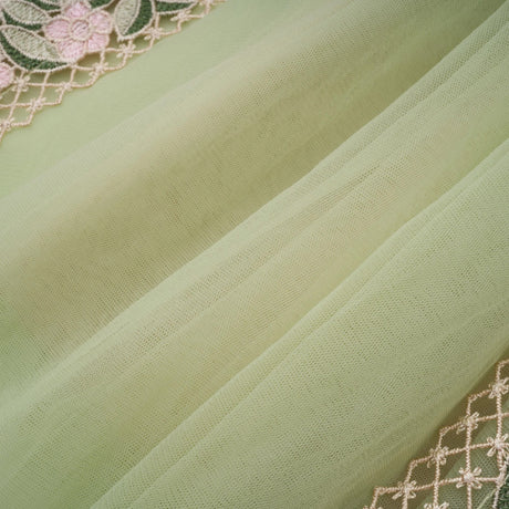 Eleni Green Tulle Panel Floral Midi Dress