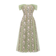 Eleni Green Tulle Panel Floral Midi Dress