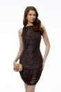 Eleonora Chocolate Brown Fringed Bandage Mini Dress