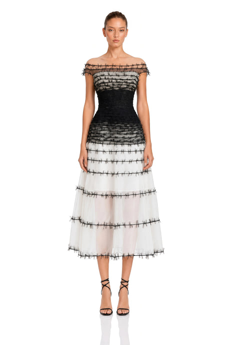 Cecilia Midi Dress Color Block Tulle