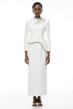 Eleri White Beaded Maxi Dress