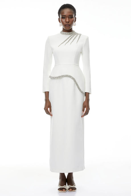 Cheyenne Maxi Dress White Beaded