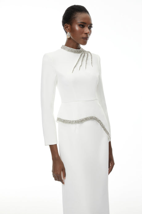 Cheyenne Maxi Dress White Beaded