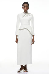 Eleri White Beaded Maxi Dress