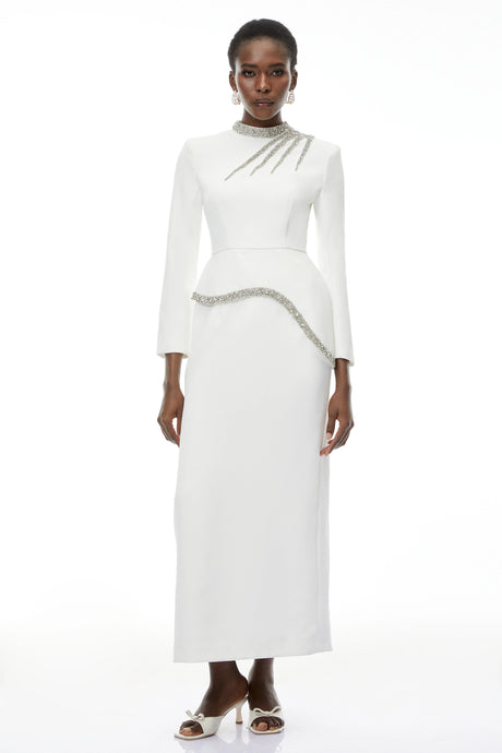 Cheyenne Maxi Dress White Beaded