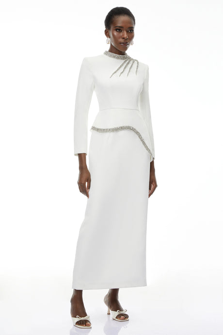 Cheyenne Maxi Dress White Beaded
