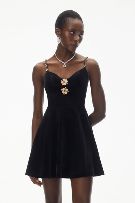 Isabella Mini Dress Black Off Shoulder Embellished