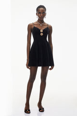 Elettra Black Off Shoulder Embellished Mini Dress
