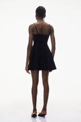 Elettra Black Off Shoulder Embellished Mini Dress