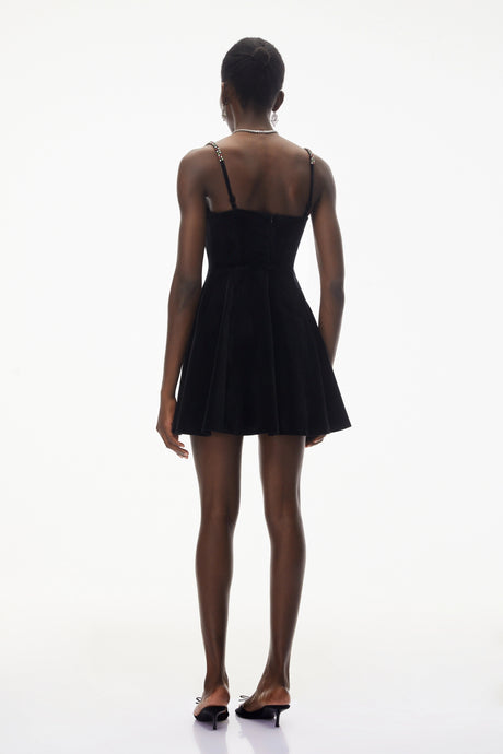 Isabella Mini Dress Black Off Shoulder Embellished