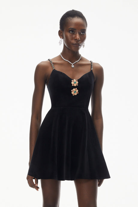Isabella Mini Dress Black Off Shoulder Embellished