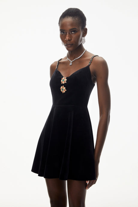 Isabella Mini Dress Black Off Shoulder Embellished