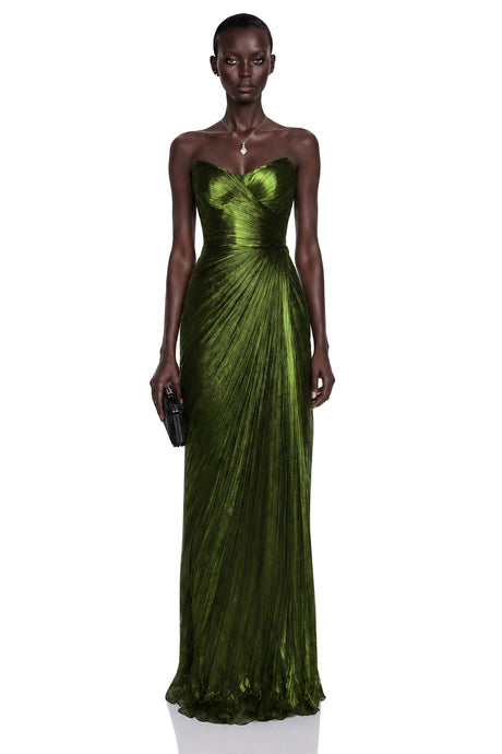 Caterinella Maxi Dress Emerald Green Off Shoulder Ruched