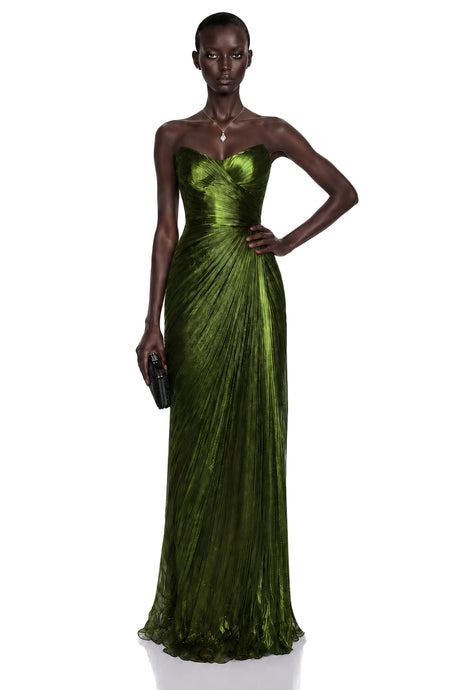 Caterinella Maxi Dress Emerald Green Off Shoulder Ruched