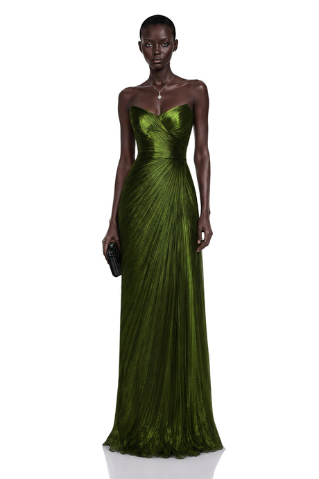 Caterinella Maxi Dress Emerald Green Off Shoulder Ruched