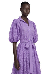 Elisenda Lavender Lace Puff Sleeve Mini Dress