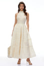 Elizabeth White Halterneck Frilled Maxi Dress