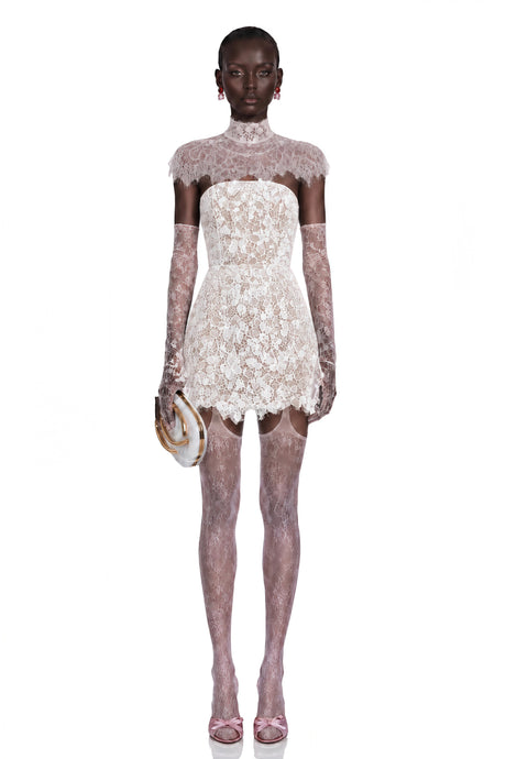 Sydney Mini Dress White Off Shoulder Floral Lace