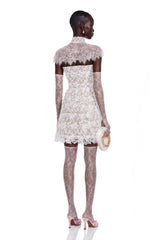 Ella White Off Shoulder Floral Lace Mini Dress