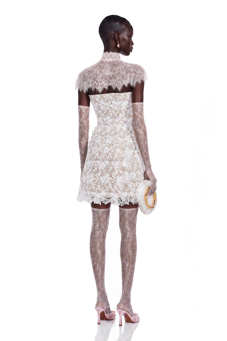 Sydney Mini Dress White Off Shoulder Floral Lace