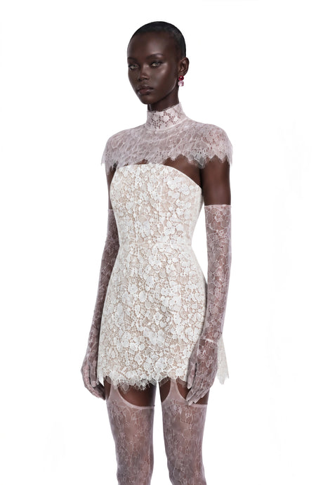Sydney Mini Dress White Off Shoulder Floral Lace
