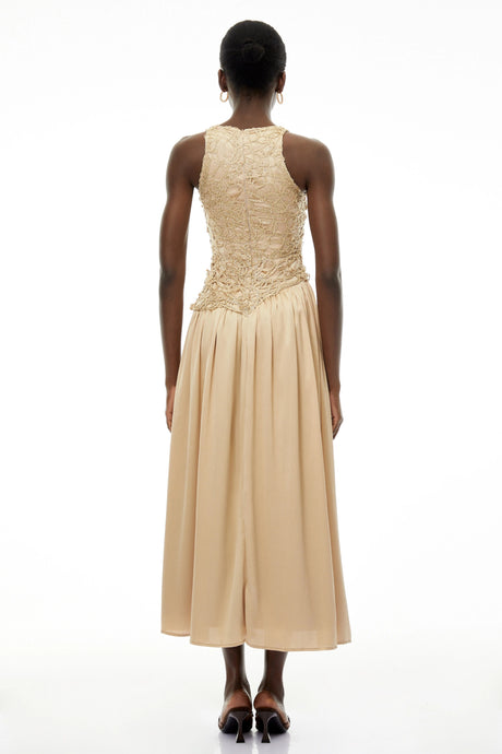 Lesly Maxi Dress Champagne Round Neck Sleeveless