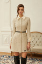 Élodie Neutral 3D Petal Tweed Mini Dress
