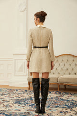 Élodie Neutral 3D Petal Tweed Mini Dress